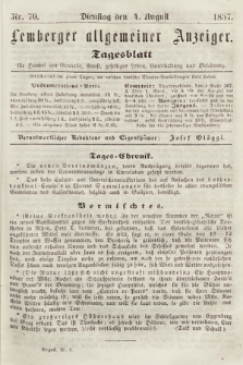 Lemberger Allgemeiner Anzeiger : Tagesblatt für Handel und Gewerbe, Kunst, geselliges Leben, Unterhaltung und Belehrung. 1857, nr 70