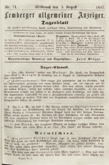 Lemberger Allgemeiner Anzeiger : Tagesblatt für Handel und Gewerbe, Kunst, geselliges Leben, Unterhaltung und Belehrung. 1857, nr 71