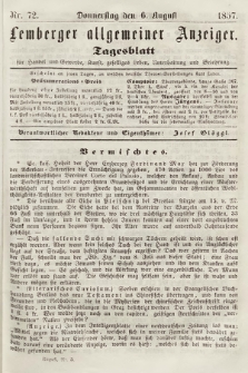 Lemberger Allgemeiner Anzeiger : Tagesblatt für Handel und Gewerbe, Kunst, geselliges Leben, Unterhaltung und Belehrung. 1857, nr 72