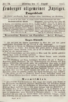 Lemberger Allgemeiner Anzeiger : Tagesblatt für Handel und Gewerbe, Kunst, geselliges Leben, Unterhaltung und Belehrung. 1857, nr 79