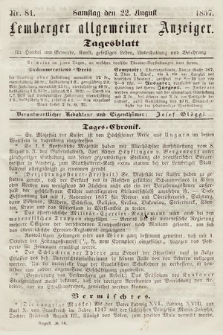 Lemberger Allgemeiner Anzeiger : Tagesblatt für Handel und Gewerbe, Kunst, geselliges Leben, Unterhaltung und Belehrung. 1857, nr 81