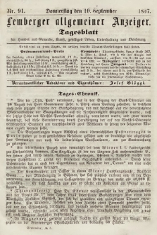 Lemberger Allgemeiner Anzeiger : Tagesblatt für Handel und Gewerbe, Kunst, geselliges Leben, Unterhaltung und Belehrung. 1857, nr 91