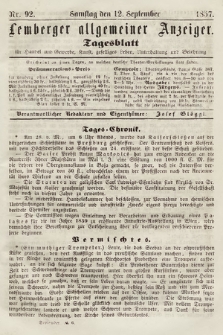 Lemberger Allgemeiner Anzeiger : Tagesblatt für Handel und Gewerbe, Kunst, geselliges Leben, Unterhaltung und Belehrung. 1857, nr 92