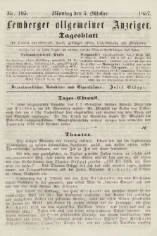 Lemberger Allgemeiner Anzeiger : Tagesblatt für Handel und Gewerbe, Kunst, geselliges Leben, Unterhaltung und Belehrung. 1857, nr 105