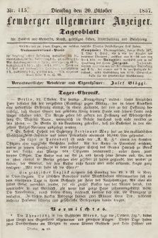 Lemberger Allgemeiner Anzeiger : Tagesblatt für Handel und Gewerbe, Kunst, geselliges Leben, Unterhaltung und Belehrung. 1857, nr 115