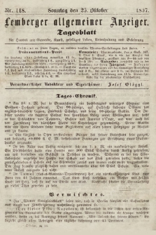 Lemberger Allgemeiner Anzeiger : Tagesblatt für Handel und Gewerbe, Kunst, geselliges Leben, Unterhaltung und Belehrung. 1857, nr 118
