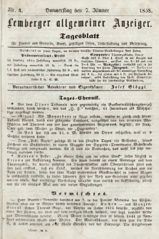Lemberger Allgemeiner Anzeiger : Tagesblatt für Handel und Gewerbe, Kunst, geselliges Leben, Unterhaltung und Belehrung. 1858, nr 4