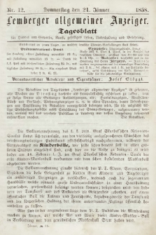 Lemberger Allgemeiner Anzeiger : Tagesblatt für Handel und Gewerbe, Kunst, geselliges Leben, Unterhaltung und Belehrung. 1858, nr 12