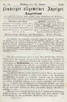 Lemberger Allgemeiner Anzeiger : Tagesblatt für Handel und Gewerbe, Kunst, geselliges Leben, Unterhaltung und Belehrung. 1858, nr 14