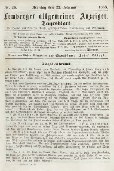 Lemberger Allgemeiner Anzeiger : Tagesblatt für Handel und Gewerbe, Kunst, geselliges Leben, Unterhaltung und Belehrung. 1858, nr 29
