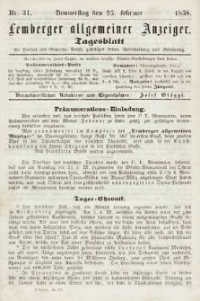 Lemberger Allgemeiner Anzeiger : Tagesblatt für Handel und Gewerbe, Kunst, geselliges Leben, Unterhaltung und Belehrung. 1858, nr 31