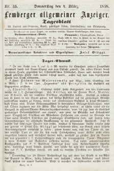 Lemberger Allgemeiner Anzeiger : Tagesblatt für Handel und Gewerbe, Kunst, geselliges Leben, Unterhaltung und Belehrung. 1858, nr 35
