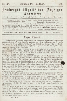Lemberger Allgemeiner Anzeiger : Tagesblatt für Handel und Gewerbe, Kunst, geselliges Leben, Unterhaltung und Belehrung. 1858, nr 42