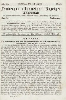 Lemberger Allgemeiner Anzeiger : Tagesblatt für Handel und Gewerbe, Kunst, geselliges Leben, Unterhaltung und Belehrung. 1858, nr 53