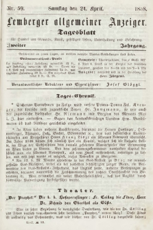 Lemberger Allgemeiner Anzeiger : Tagesblatt für Handel und Gewerbe, Kunst, geselliges Leben, Unterhaltung und Belehrung. 1858, nr 59