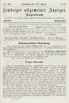 Lemberger Allgemeiner Anzeiger : Tagesblatt für Handel und Gewerbe, Kunst, geselliges Leben, Unterhaltung und Belehrung. 1858, nr 60