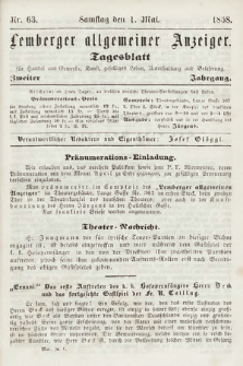 Lemberger Allgemeiner Anzeiger : Tagesblatt für Handel und Gewerbe, Kunst, geselliges Leben, Unterhaltung und Belehrung. 1858, nr 63