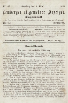 Lemberger Allgemeiner Anzeiger : Tagesblatt für Handel und Gewerbe, Kunst, geselliges Leben, Unterhaltung und Belehrung. 1858, nr 67