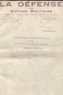 La Défense des Victimes Politiques : bulletin des Groupes d'Action contre la Répression et la Terreur. 1926, no 2