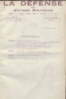 La Défense des Victimes Politiques : bulletin des Groupes d'Action contre la Répression et la Terreur. 1926, no 3