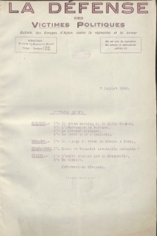 La Défense des Victimes Politiques : bulletin des Groupes d'Action contre la Répression et la Terreur. 1926, no 4