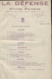 La Défense des Victimes Politiques : bulletin des Groupes d'Action contre la Répression et la Terreur. 1926, no 5