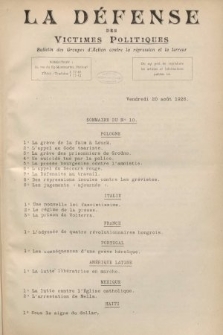 La Défense des Victimes Politiques : bulletin des Groupes d'Action contre la Répression et la Terreur. 1926, no 10