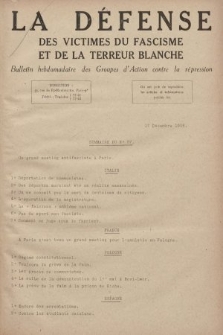 La Défense des Victimes du Fascisme et de la Terreur Blanche : bulletin hebdomadaire des Groupes d'Action contre la Répression. 1926, no 27