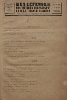 La Défense des Victimes du Fascisme et de la Terreur Blanche : bulletin hebdomadaire des Groupes d'Action contre la Répression. 1927, no 29