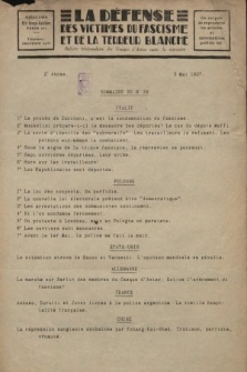 La Défense des Victimes du Fascisme et de la Terreur Blanche : bulletin hebdomadaire des Groupes d'Action contre la Répression. 1927, no 36