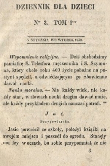 Dziennik dla Dzieci. 1830, nr 3