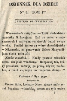 Dziennik dla Dzieci. 1830, nr 4