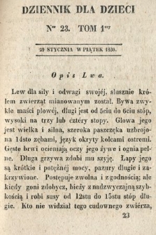 Dziennik dla Dzieci. 1830, nr 23