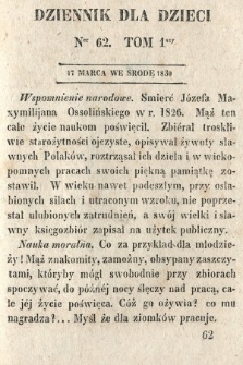 Dziennik dla Dzieci. 1830, nr 62