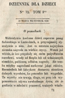 Dziennik dla Dzieci. 1830, nr 72