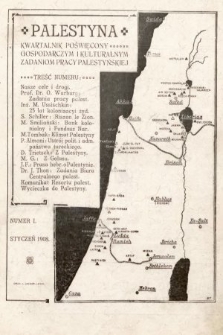 Palestyna : kwartalnik poświęcony gospodarczym i kulturalnym zadaniom pracy palestyńskiej. 1908, nr 1