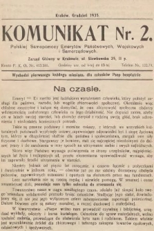 Komunikat Polskiej Samopomocy Emerytów Państwowych, Wojskowych i Samorządowych. 1935, nr 2