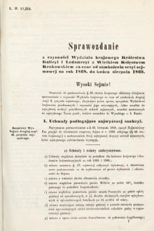 [Kadencja II, sesja III, al. 2] Alegaty do Sprawozdań Stenograficznych z Trzeciej Sesyi Drugiego Peryodu Sejmu Galicyjskiego z roku 1869. Alegat 2
