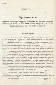 [Kadencja II, sesja III, al. 5] Alegaty do Sprawozdań Stenograficznych z Trzeciej Sesyi Drugiego Peryodu Sejmu Galicyjskiego z roku 1869. Alegat 5