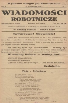 Wiadomości Robotnicze. 1938, nr 1