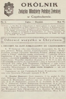 Okólnik Związku Młodzieży Polskiej Żeńskiej w Częstochowie. 1931, nr 4