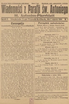 Wiadomości z Parafji Św. Antoniego = St. Antonius-Pfarrblatt. 1934, nr 1