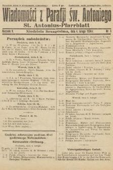 Wiadomości z Parafji Św. Antoniego = St. Antonius-Pfarrblatt. 1934, nr 5