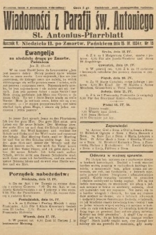 Wiadomości z Parafji Św. Antoniego = St. Antonius-Pfarrblatt. 1934, nr 15