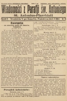 Wiadomości z Parafji Św. Antoniego = St. Antonius-Pfarrblatt. 1934, nr 18