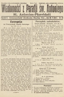 Wiadomości z Parafji Św. Antoniego = St. Antonius-Pfarrblatt. 1934, nr 20