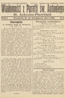 Wiadomości z Parafji Św. Antoniego = St. Antonius-Pfarrblatt. 1934, nr 22