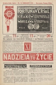 Fortuna Versal : jedyne pismo matrymonialne : świat towarzyski. 1929, nr 95