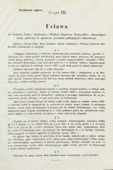 [Kadencja II, sesja III, al. 21] Alegaty do Sprawozdań Stenograficznych z Trzeciej Sesyi Drugiego Peryodu Sejmu Galicyjskiego z roku 1869. Alegat 21