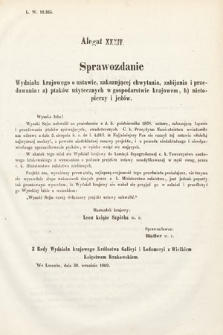 [Kadencja II, sesja III, al. 34] Alegaty do Sprawozdań Stenograficznych z Trzeciej Sesyi Drugiego Peryodu Sejmu Galicyjskiego z roku 1869. Alegat 34